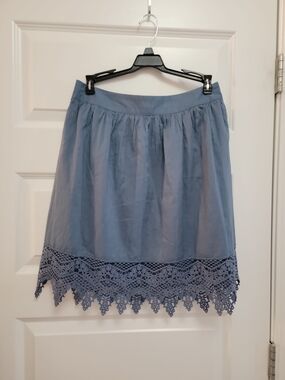 Light Blue Crochet Trim Mini Skirt